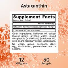 Jarrow Formulas, Astaxanthine, 12 mg, 30 capsules à enveloppe molle