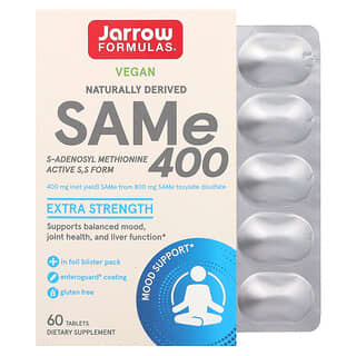 Jarrow Formulas, SAMe 400, Extra Strength, 400 mg, 60 Tablets