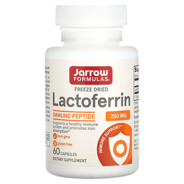 Jarrow Formulas, лактоферин, ліофілізований, 250 мг, 60 капсул