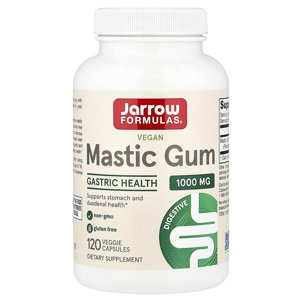 Jarrow Formulas, мастиковая смола, веганский продукт, 120 вегетарианских капсул (500 мг в 1 капсуле)