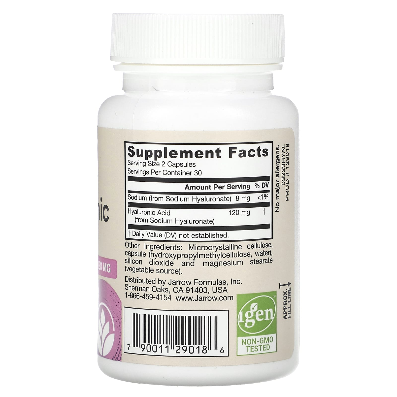 Jarrow Formulas, Vegan Hyaluronic Acid, 60 mg, 60 Veggie Capsules