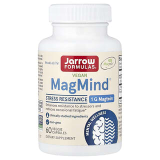 Jarrow Formulas, Vegan MagMind, Stress Resistance, 60 Veg Capsules