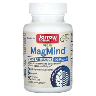 Jarrow Formulas, Vegan MagMind, Résistance au stress, 60 capsules végétariennes