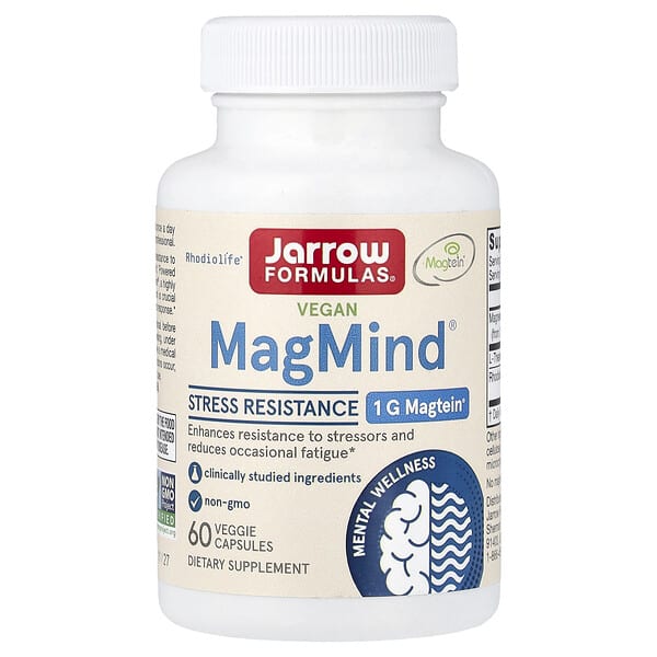 Jarrow Formulas, 비건 MagMind, 스트레스 완화, 베지 캡슐 60정