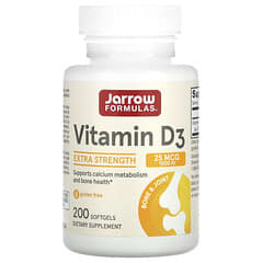 Jarrow Formulas, Vitamina D3, Colecalciferol, 25 mcg (1000 UI), 200 cápsulas blandas