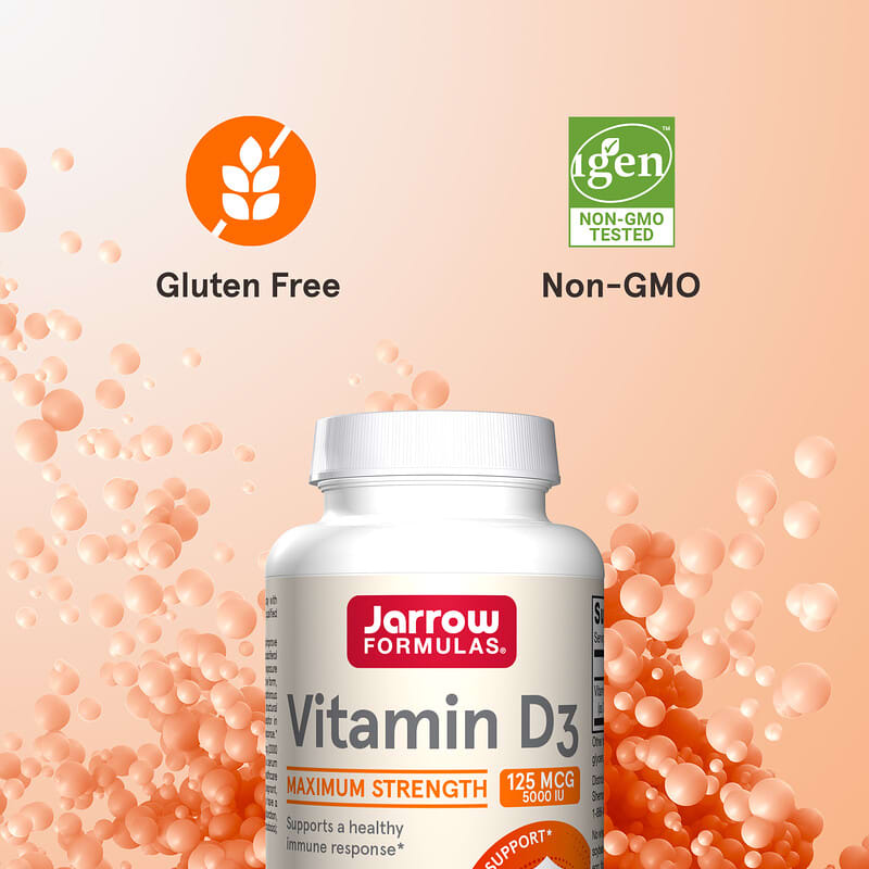 Jarrow Formulas, Vitamin D3, Cholecalciferol, 125 mcg (5,000 IU), 100 Softgels
