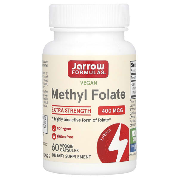 Jarrow Formulas, Vegan Methyl Folate, Extra Strength, veganes Methylfolat, extra stark, 400 mcg, 60 pflanzliche Kapseln