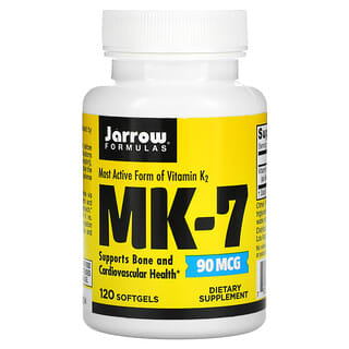 Jarrow Formulas, MK-7, витамин K2 в форме MK-7, 90 мкг, 120 мягких таблеток