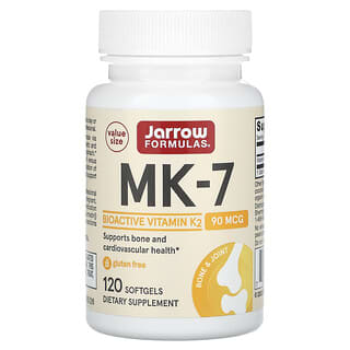 Jarrow Formulas, MK-7, Vitamin K2 als MK-7, 90 mcg, 120 Weichkapseln