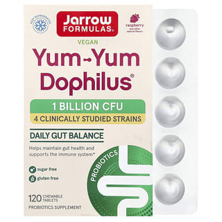 جارو فورميلاز‏, Yum-Yum Dophilus ، خالٍ من السكر !، نكهة توت العليق الطبيعية ، 120 قرصًا قابلًا للمضغ