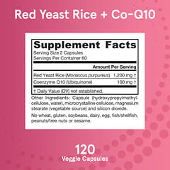 Jarrow Formulas, Red Yeast Rice + Co-Q10, 120 Veggie Caps