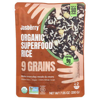 Jasberry, Organiczny ryż Superfood, 9 ziaren, 200 g