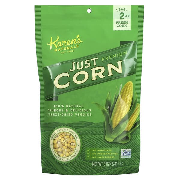 Karen's Naturals, Premium高級冷凍蔬菜，玉米，8盎司（224克）