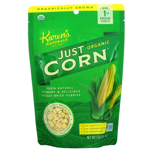 Karen's Naturals, Just Corn, biologischer Mais, 3 oz (84 g)
