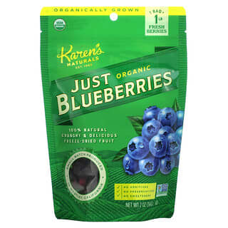 Karen's Naturals, Organic Just Blueberries, высушенные сублимацией фрукты, 2 унции (56 г)