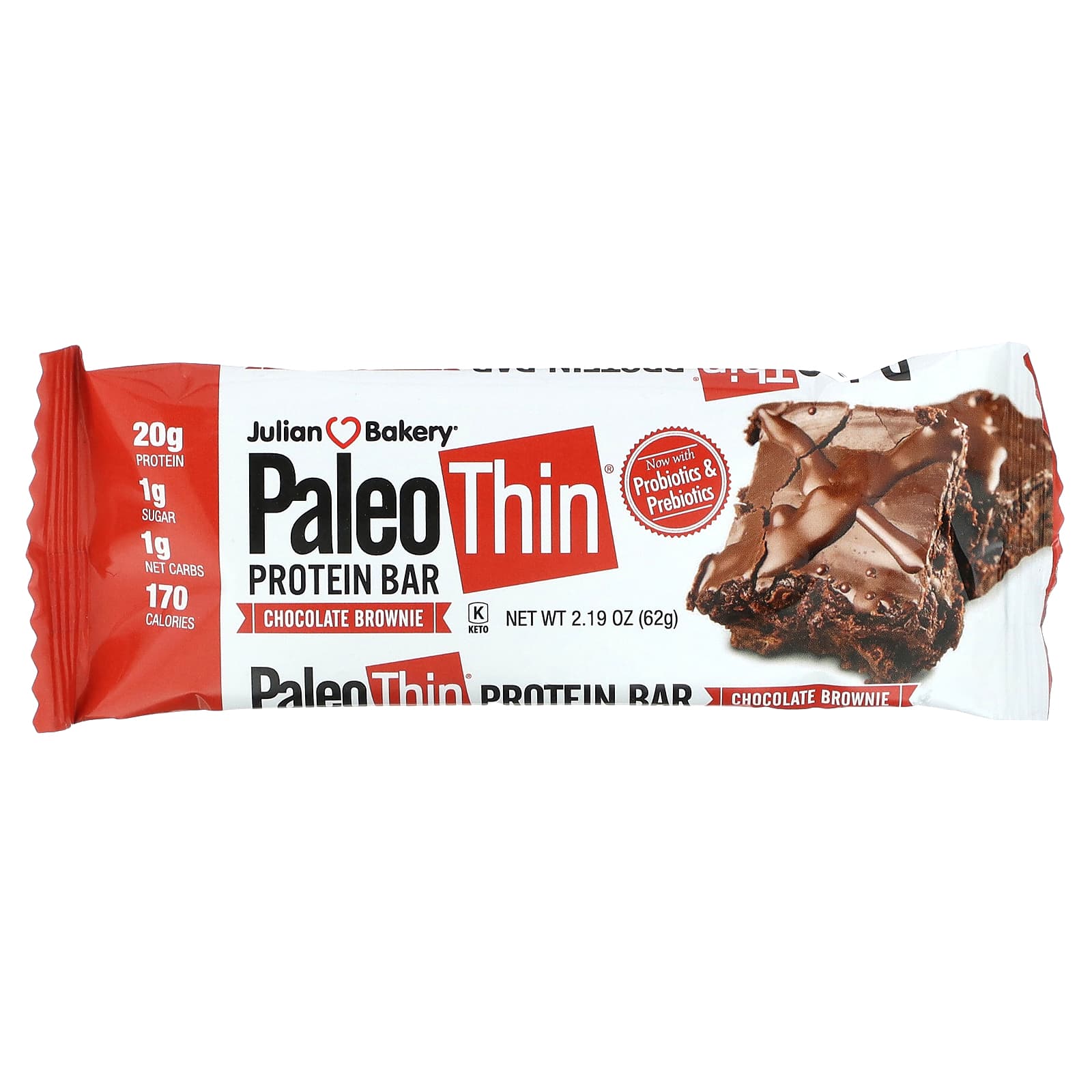 Julian Bakery, Paleo Thin Protein Bar, Chocolate Brownie, 12 Bars, 2.19