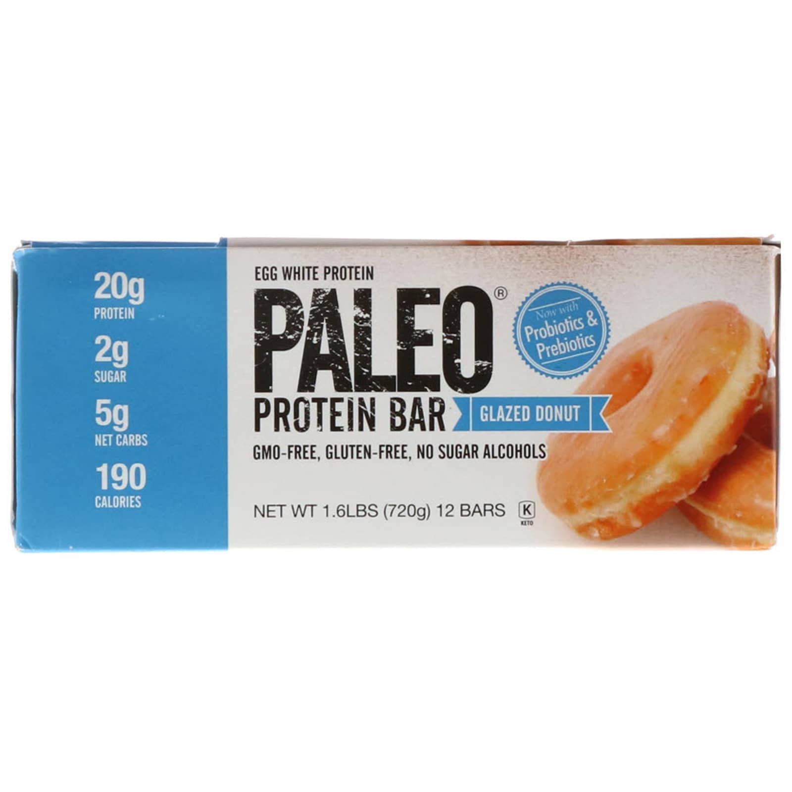 Julian Bakery, PALEO Protein Bar, Glazed Donut, 12 Bars, 2.12 oz (60 g