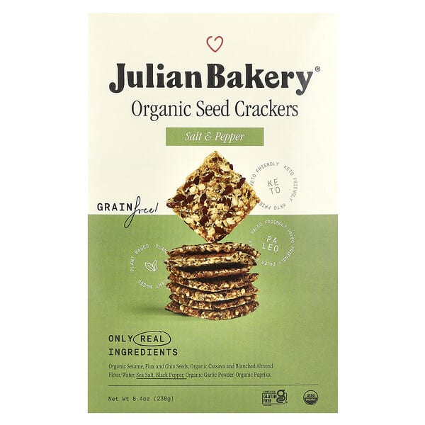 Julian Bakery, 有機種子餅乾，鹽和胡椒，8.4 盎司（238 克）