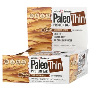Julian Bakery, Paleo Thin Protein Bar, Pure Sunflower Butter, Paleo-Proteinriegel, reine Sonnenblumenkernbutter, 12 Riegel, je 59 g (2,08 oz.)