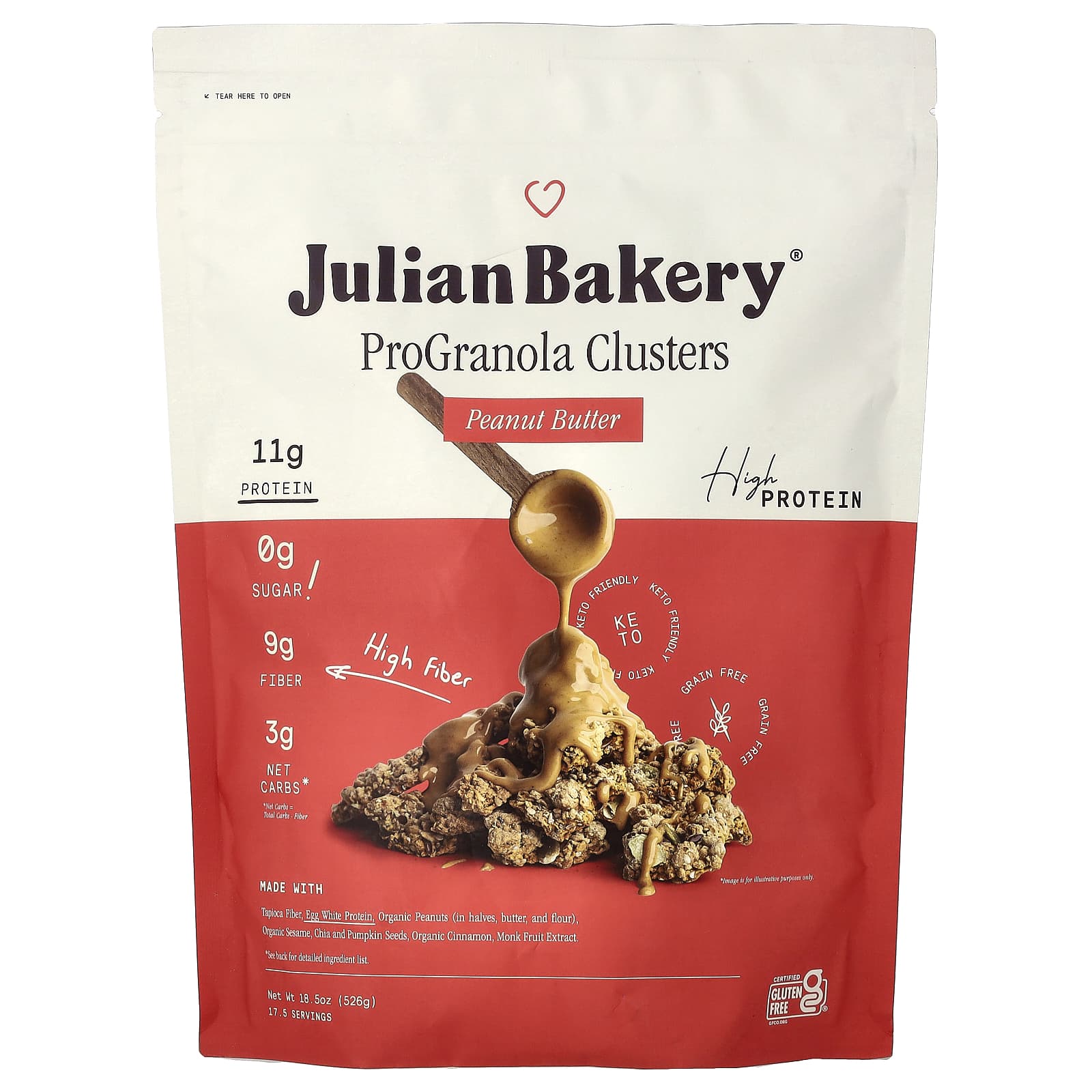 ProGranola（プログラノーラ）クラスター、ピーナッツバター、526g