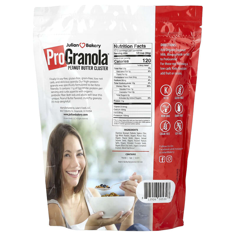 Pro Granola（プログラノーラ）、ピーナッツバター クラスター、526g（18.5オンス）