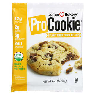 Julian Bakery, Cookie Pro, Lascas de Chocolate de Manteiga de Amendoim, 58 g (2,04 oz)  