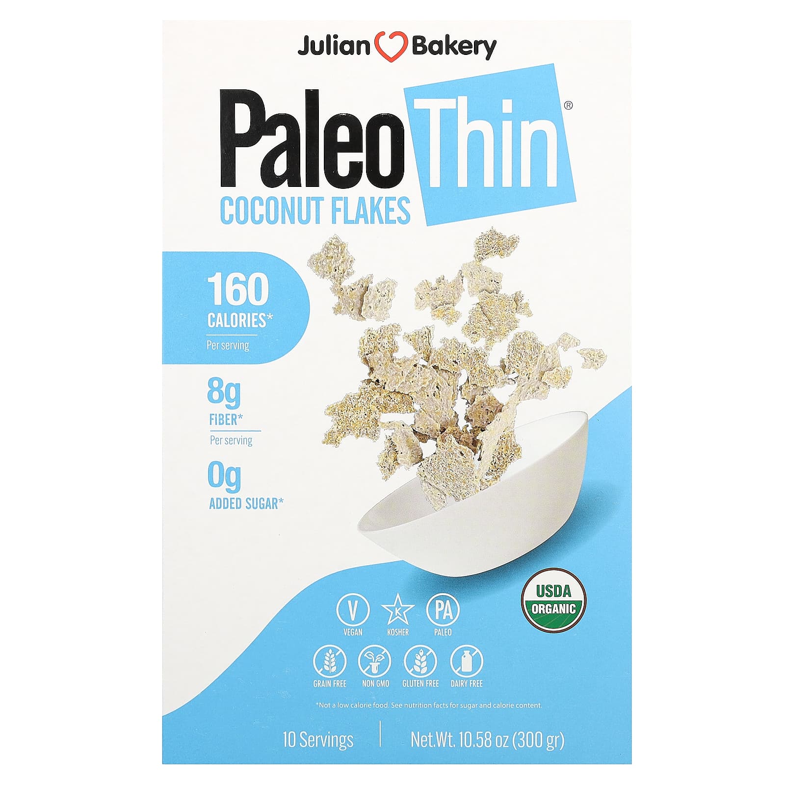 Julian Bakery, Paleo Thin, Coconut Flakes, 10.58 oz (300 g)