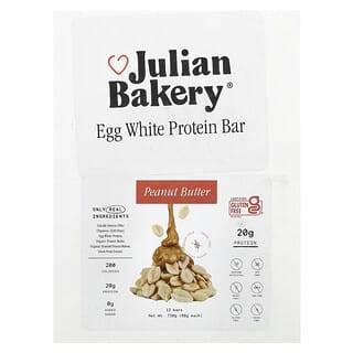 Julian Bakery, Egg White Protein Bar, Eiklar-Proteinriegel, Erdnussbutter, 12 Riegel, je 60 g