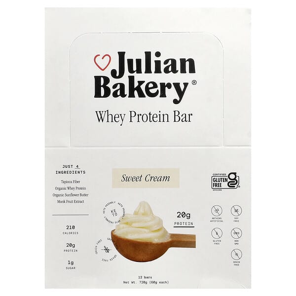 Julian Bakery, Whey Protein Bar, Sweet Cream, 12 Bars, 2.1 oz (60 g) Each