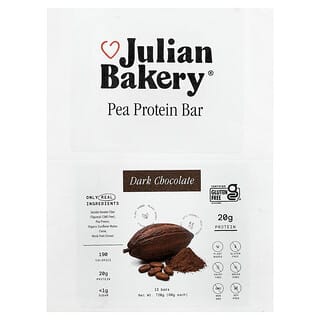 Julian Bakery, Barrita de proteína de guisante, Chocolate negro, 12 barritas, 60 g (2,1 oz) cada una