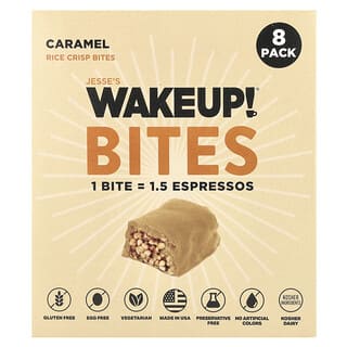 Jesse's WAKEUP!, Bouchées de riz soufflé, Caramel, 8 paquets, 15 g chacun