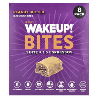 Jesse's WAKEUP!, 라이스 크리스프 바이츠, 땅콩 버터, 8팩, 개당 15g(0.53oz)