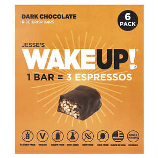 Jesse's WAKEUP!, Rice Crisp Bars, Dark Chocolate, 6 Pack, 1.13 oz (32 g)
