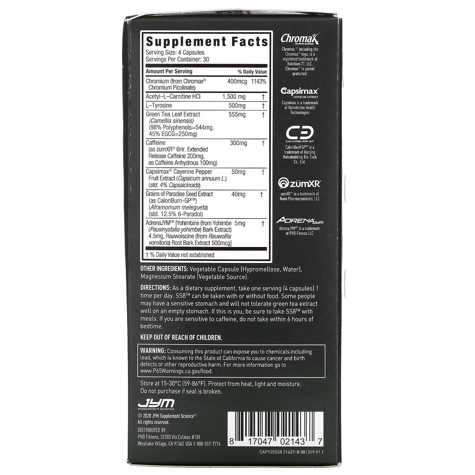 JYM Supplement Science, SS8 Super Shredded, Advanced Fat Burner, 120