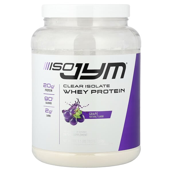 JYM Supplement Science, Clear Isolate 유청 단백질, 포도 맛, 18.3oz(1.1lb)