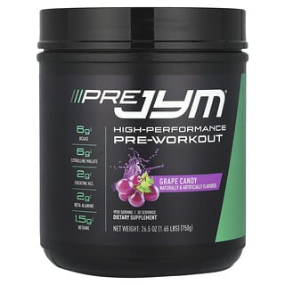 JYM Supplement Science, Pre JYM, высокоэффективная предтренировочная добавка, виноградные конфеты, 750 г (1,65 фунта)