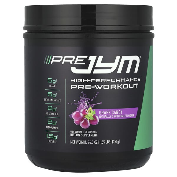 Pre JYM®, High Performance Pre-Workout, Grape Candy, 1.65 lbs (750 g)