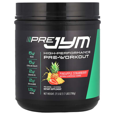 JYM Supplement Science, Pre JYM, High Performance Nitrogen Pump, Pineapple Strawberry, 1.7 lbs (780 g)