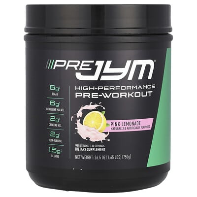 JYM Supplement Science, Pre JYM, High Performance Nitrogen Pump, Pink Lemonade, 1.65 lbs (750 g)