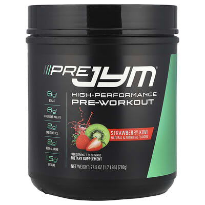 JYM Supplement Science, Pre JYM®, High Performance Pre-Workout Formula, Strawberry Kiwi Flavor, 1.7 lb (780 g)