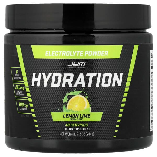 JYM Supplement Science, 補水，電解質粉，檸檬酸橙味，7.2 盎司（204 克）