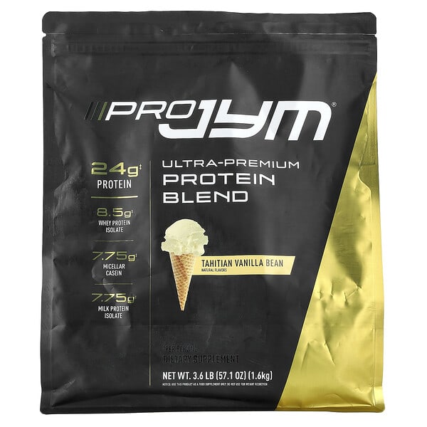 JYM Supplement Science, 울트라 프리미엄 단백질 혼합물, 타히티안 바닐라빈, 1.6kg(3.6lb)