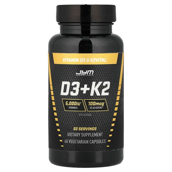 JYM Supplement Science, Vitamin D3+K2, 60 Vegetarian Capsules