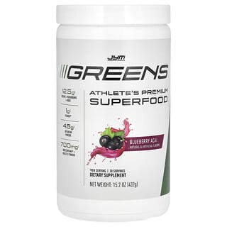 JYM Supplement Science, Greens, Superalimento prémium para atletas, Asaí azul, 432 g (15,2 oz)