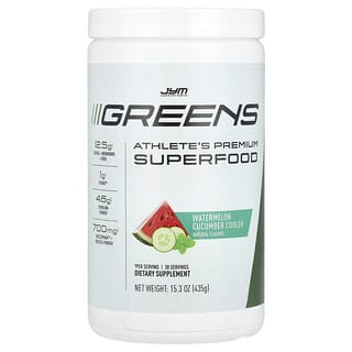 JYM Supplement Science, Greens, Superalimento prémium para atletas, Refrescante de sandía y pepino, 435 g (15,3 oz)