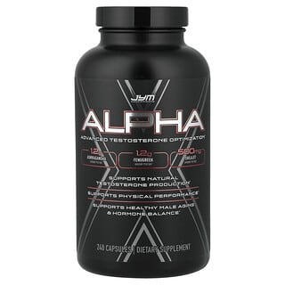 JYM Supplement Science, Alpha, усовершенствованная оптимизация тестостерона, 240 капсул