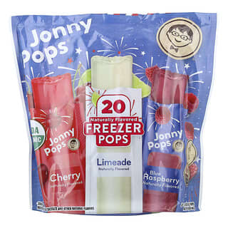 JonnyPops, Freezer Pops, Limeade, Cherry, Blue Raspberry, 20 Pops, 1.4 fl oz (41 ml) Each