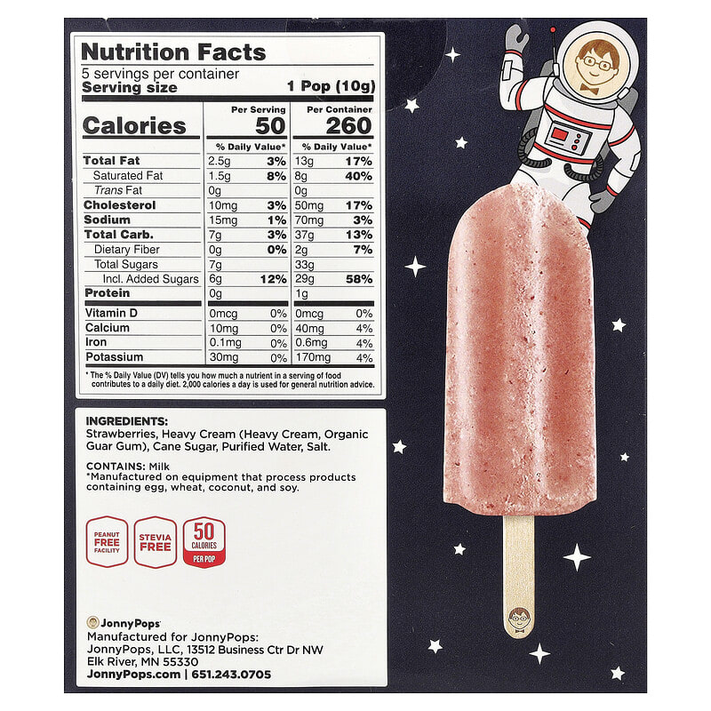 Freeze Dried Minis, Strawberry & Cream, 5 Pops, 10 g Each