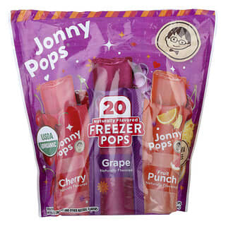 JonnyPops, フリーザーポップス、チェリー、グレープ、フルーツパンチ、20本、各41ml（1.4液量オンス）