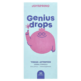 JoySpring, Kids Genius Drops，專注力 + 注意力，1 液量盎司（30 毫升）